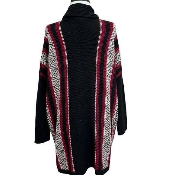 J Jill Blanket Aztec Cardigan Womens M L Wool Blend Long Sweater Western Boho - Picture 3 of 12